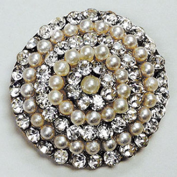 RHP-588 - Large Rhinestone and Pearl Button